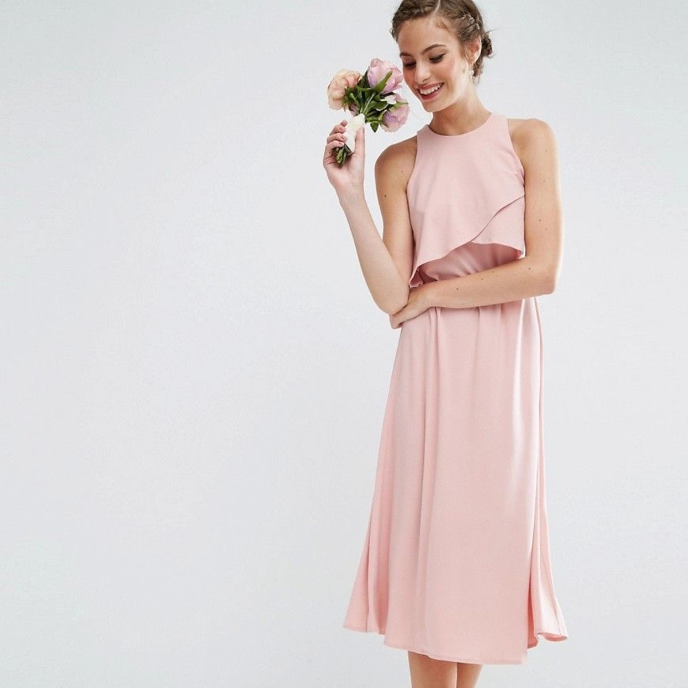 NEW ASOS Nude Layer Midi Dress